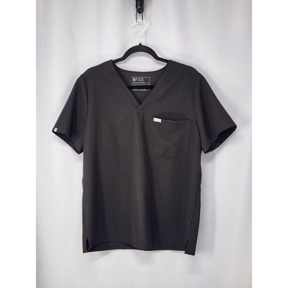 FIGS Medical Scrub Top Womens XL Black Catarina Technical V Neck Pocket Vet Tech - Picture 1 of 12